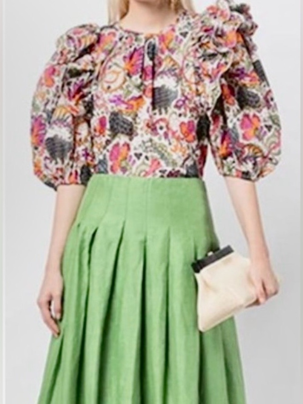 Rhode 3/4 sleeve floral ruffle detail blouse